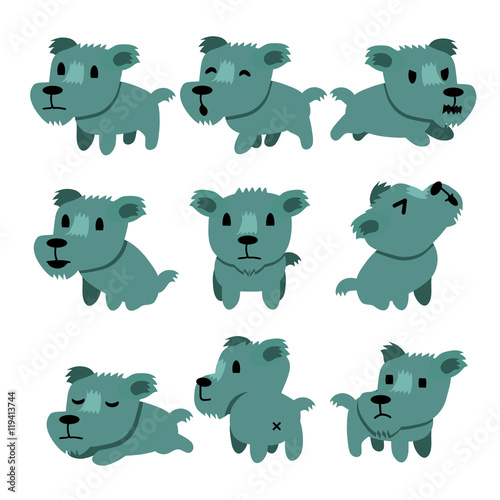 Cartoon character dog poses set