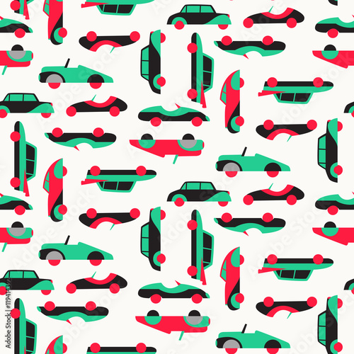 Seamless patter with cars. Can be used for textile, kids clothes