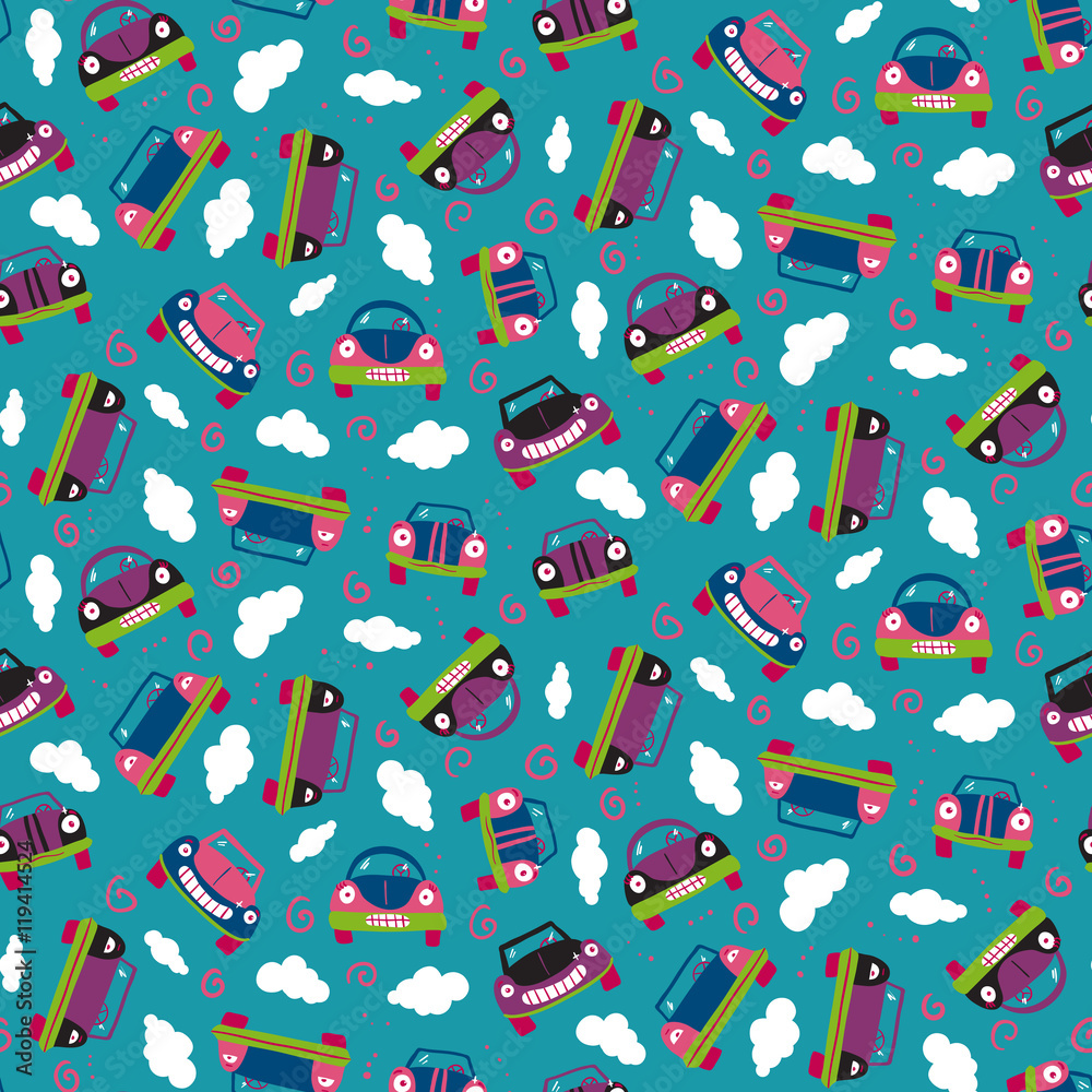 Obraz premium Seamless patter with cars. Can be used for textile, kids clothes
