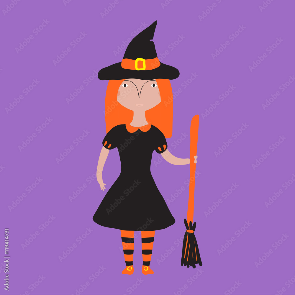 Girl in a halloween witch costume