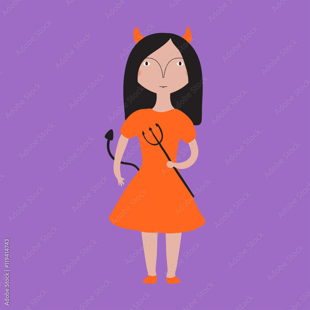 Girl in a devil halloween costume Girl in a devil halloween costume