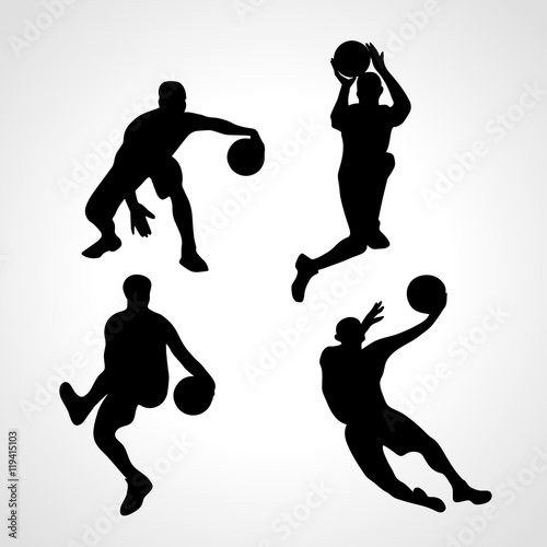 Basketball players collection vector