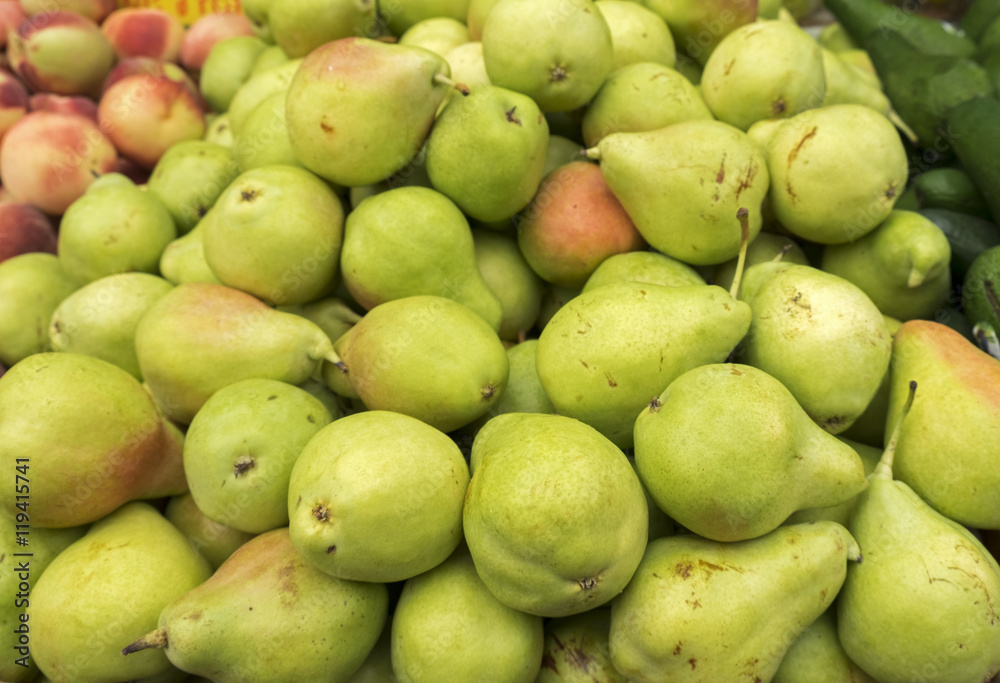 Pears for sale at city market.