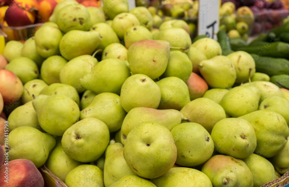 Pears for sale at city market.