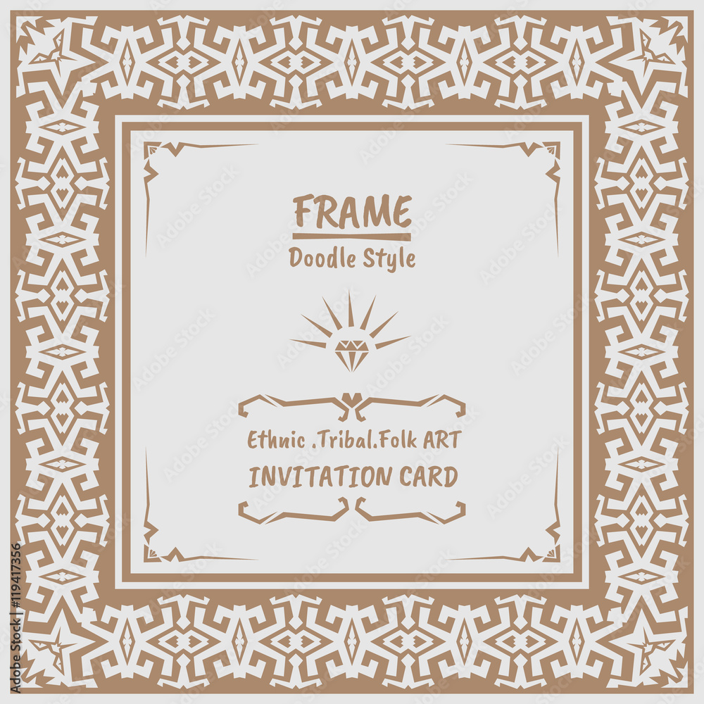 Abstract Doodle vector tribal ethnic style frame Abstract Doodle vector tribal ethnic style frame