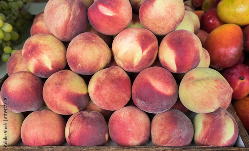 New peach for sale at city farmers market