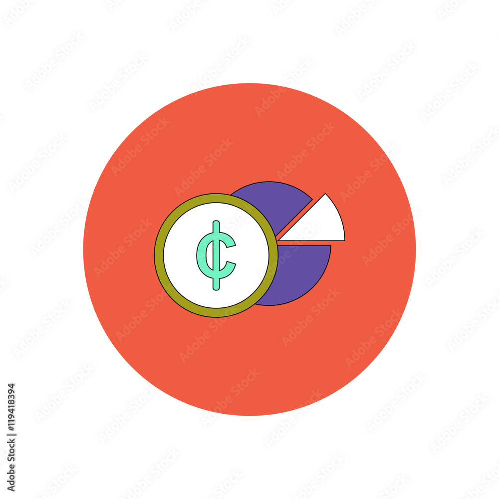 Vector illustration in flat design of Business pie chart and currency Vector illustration in flat design of Business pie chart and currency