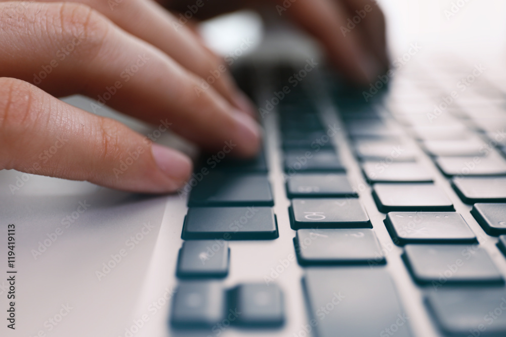 Man hands typing, closeup Man hands typing, closeup