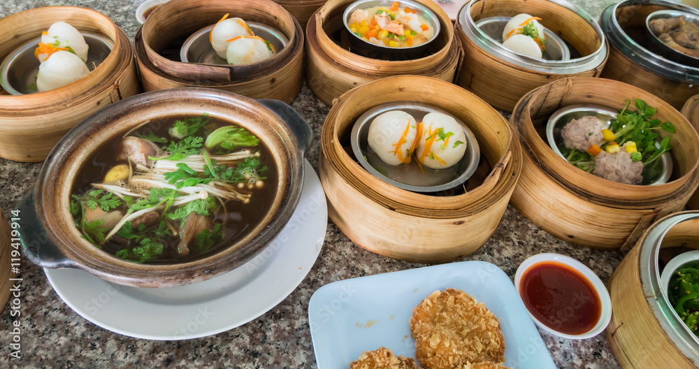 A set menu of dimsum popular breakfast in phuket A set menu of dimsum popular breakfast in phuket