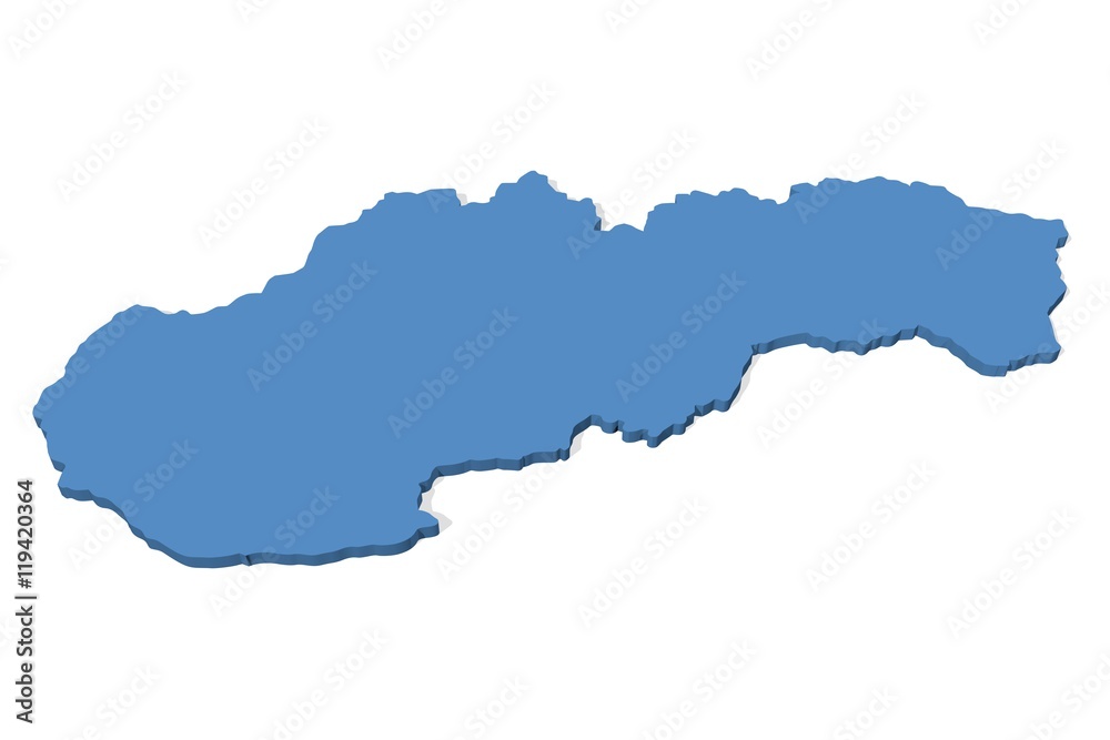 3D map of Slovakia on a plain background