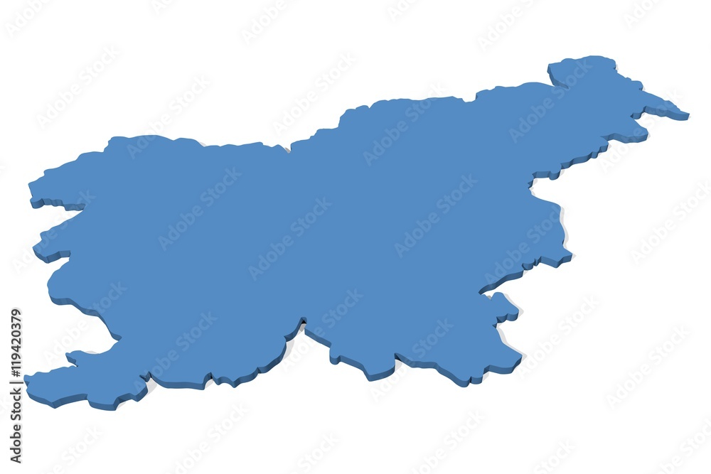3D map of Slovenia on a plain background
