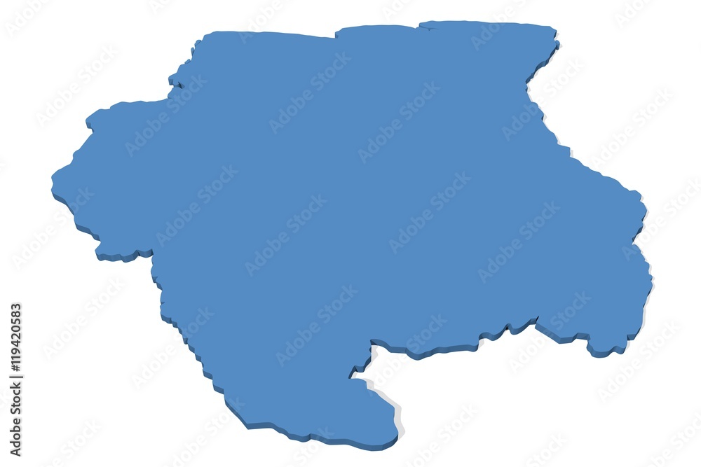 3D map of Suriname on a plain background 3D map of Suriname on a plain background