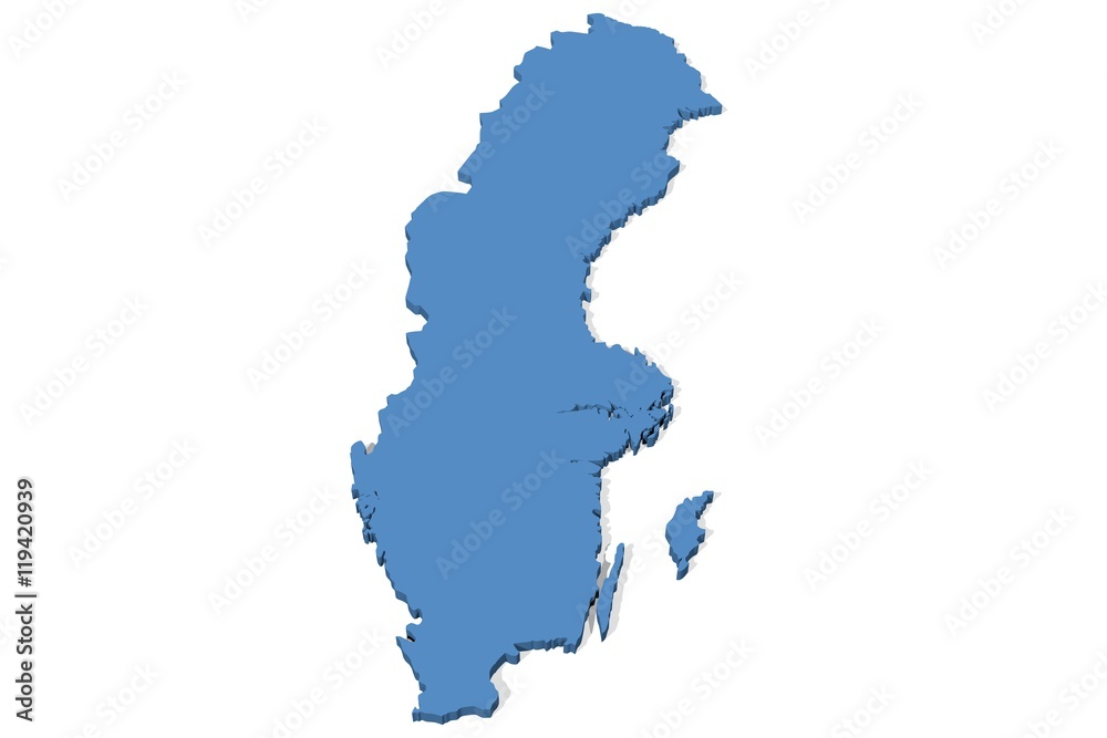 3D map of Sweden on a plain background