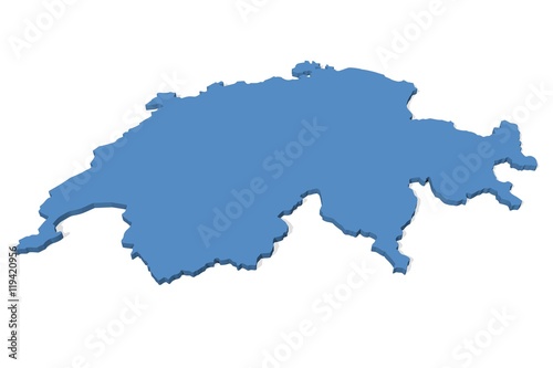 3D map of Switzerland on a plain background
