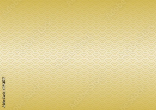 青海波模様のイラスト: 金色グラデーション