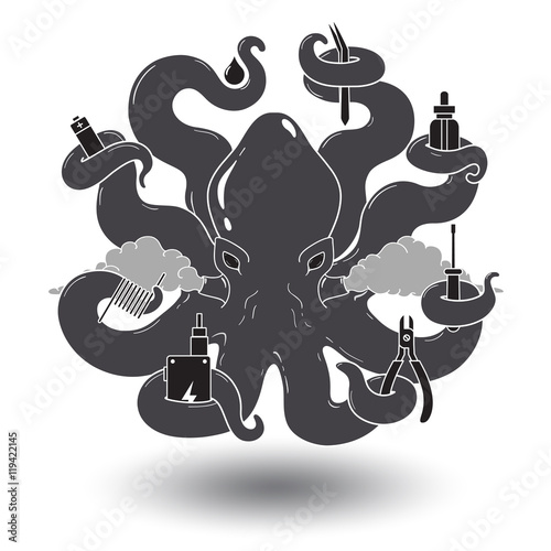 Vector illustration of octopus vaper 1