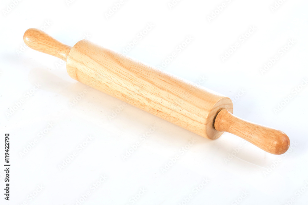 Rolling pin on white background ,selective focus Rolling pin on white background ,selective focus