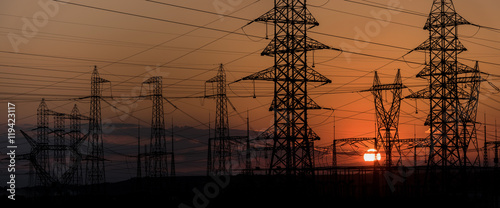Quadro su tela High voltage electric tower line