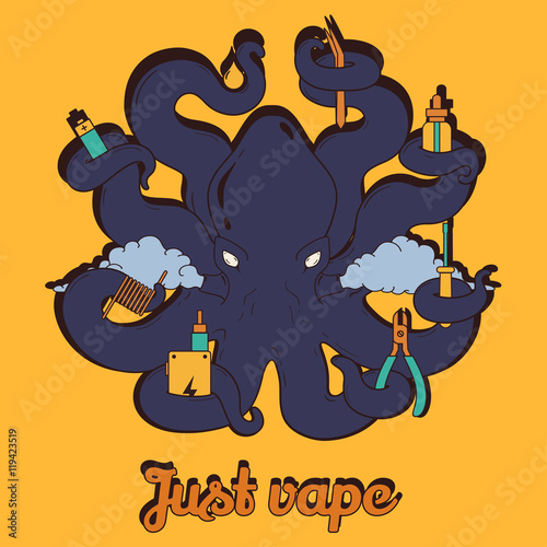 Vector illustration of octopus vaper 4
