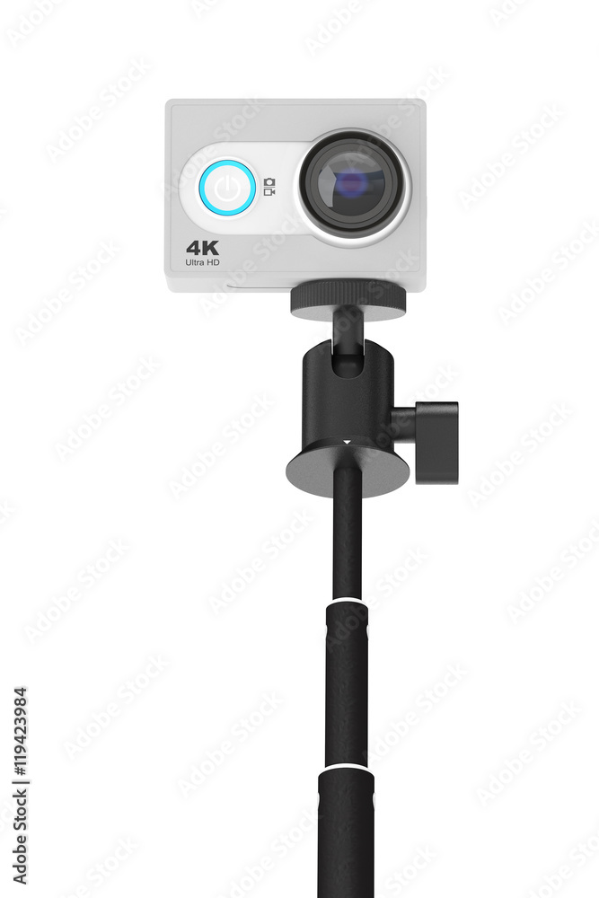 Small Ultra HD Action Camera with Extensible Selfie Stick Monopo