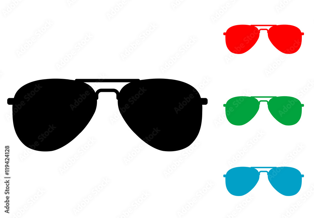 Icono plano gafas de sol cristal ovalado varios colores Stock Vector |  Adobe Stock