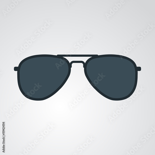 Icono plano gafas de sol cristal ovalado en fondo degradado