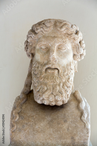 Ancient bust of the man in the baths of Diocletian in Rome. Italy photo