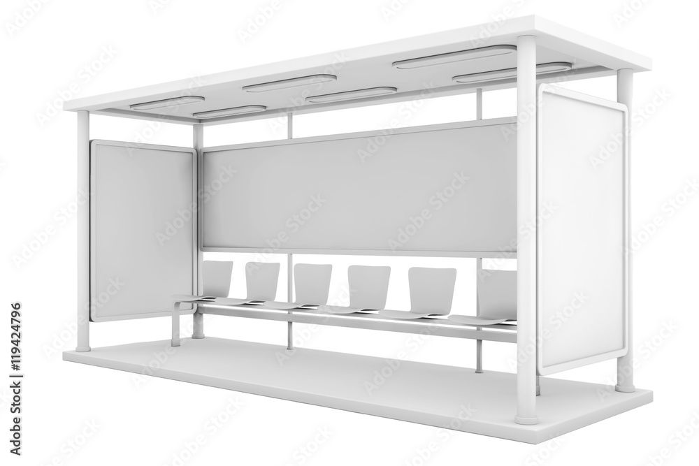 Bus Stop Station with Empty Billboard. 3d Rendering Bus Stop Station with Empty Billboard. 3d Rendering
