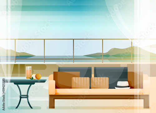 Open terrace at the seaside in the summer