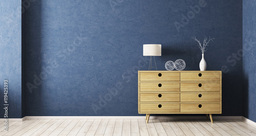 Interiorof room with wooden cabinet 3d rendering photo