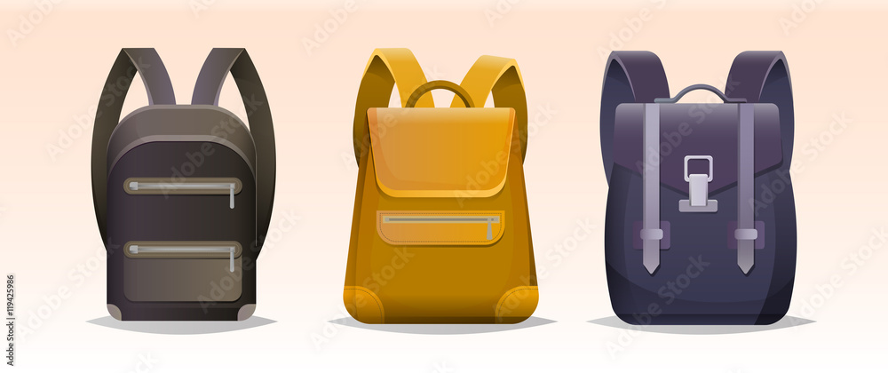 Set of colorful backpacks Set of colorful backpacks