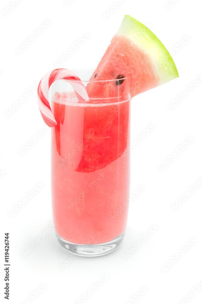 glass of fresh watermelon juice isolated on white background cutoutd