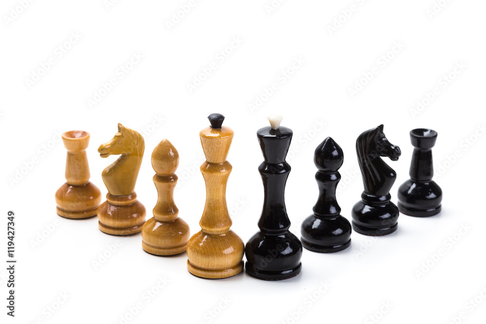 Chess game or chess pieces with white background Chess game or chess pieces with white background