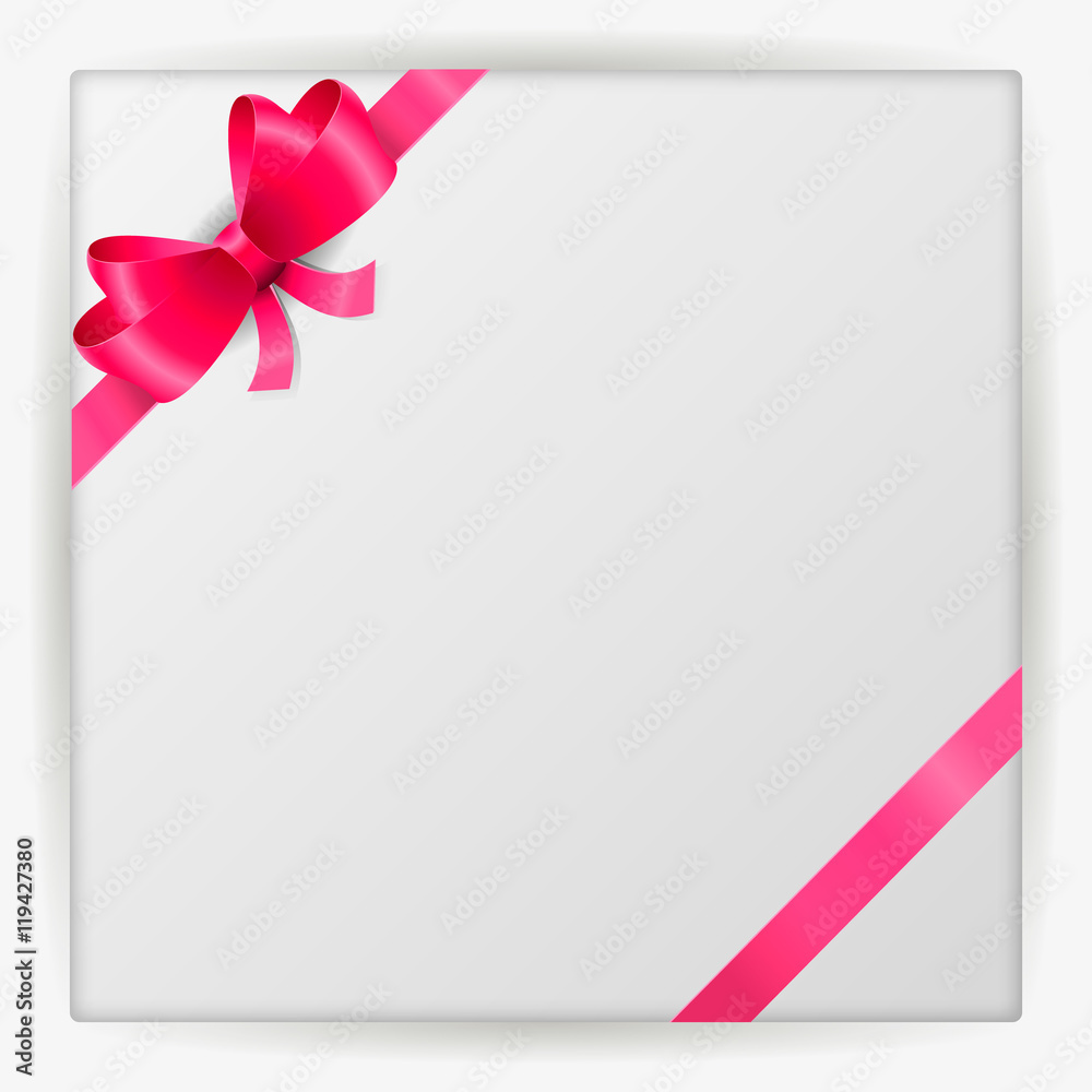 Isolated realistic tied the corners red bow and ribbon. Vector illustration Isolated realistic tied the corners red bow and ribbon. Vector illustration