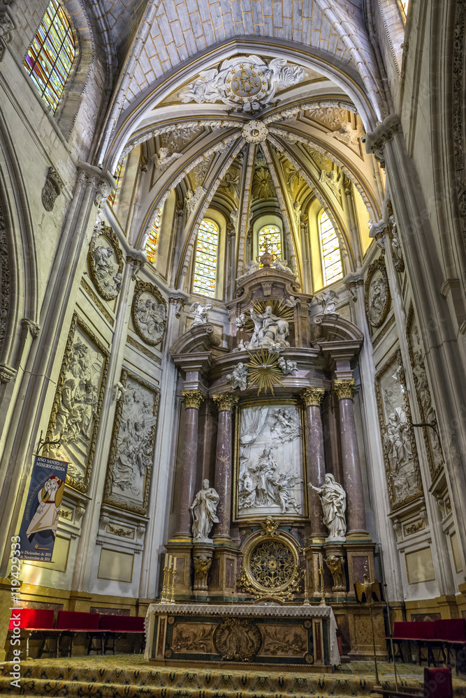 Interior of the cathedral of Cuenca, Major Chapel or High altar, Cuenca, Spain