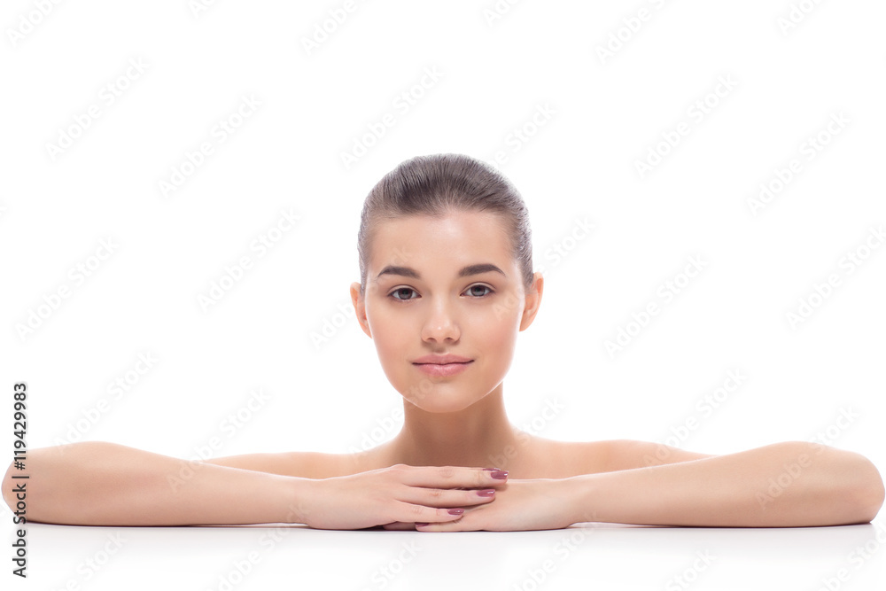 Beautiful girl, woman after cosmetic procedures, facelift, facial massage, visit a beautician, massage. Beautiful girl, woman after cosmetic procedures, facelift, facial massage, visit a beautician, massage.