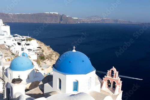 Santorini Island - view of the white city and the blue sea