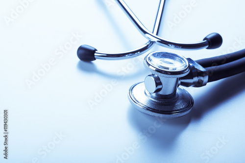 Medical stethoscope or phonendoscope isolated on white background