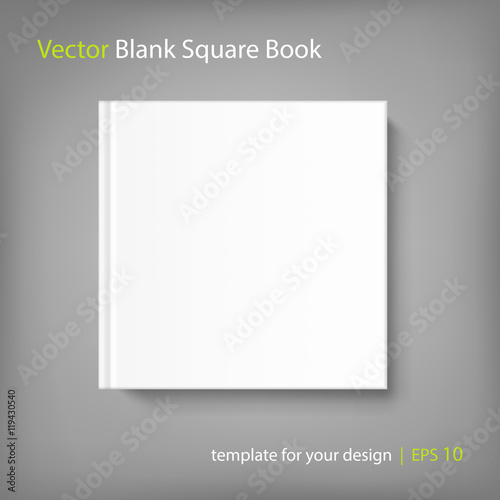 Blank square cover book template on grey background