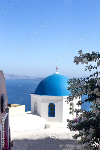 Santorini Island - church with blue dome