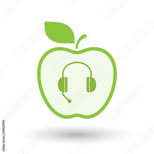 Isolated  line art  apple icon with  a hands free phone device