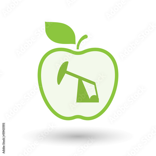 Isolated  line art  apple icon with a horsehead pump