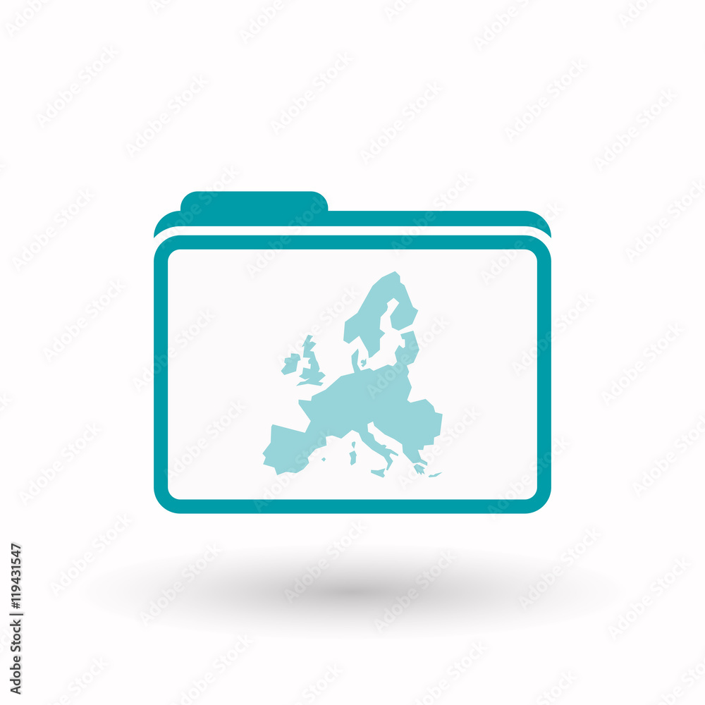 Isolated line art folder icon with a map of Europe Isolated line art folder icon with a map of Europe