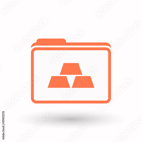 Isolated  line art folder icon with three gold bullions