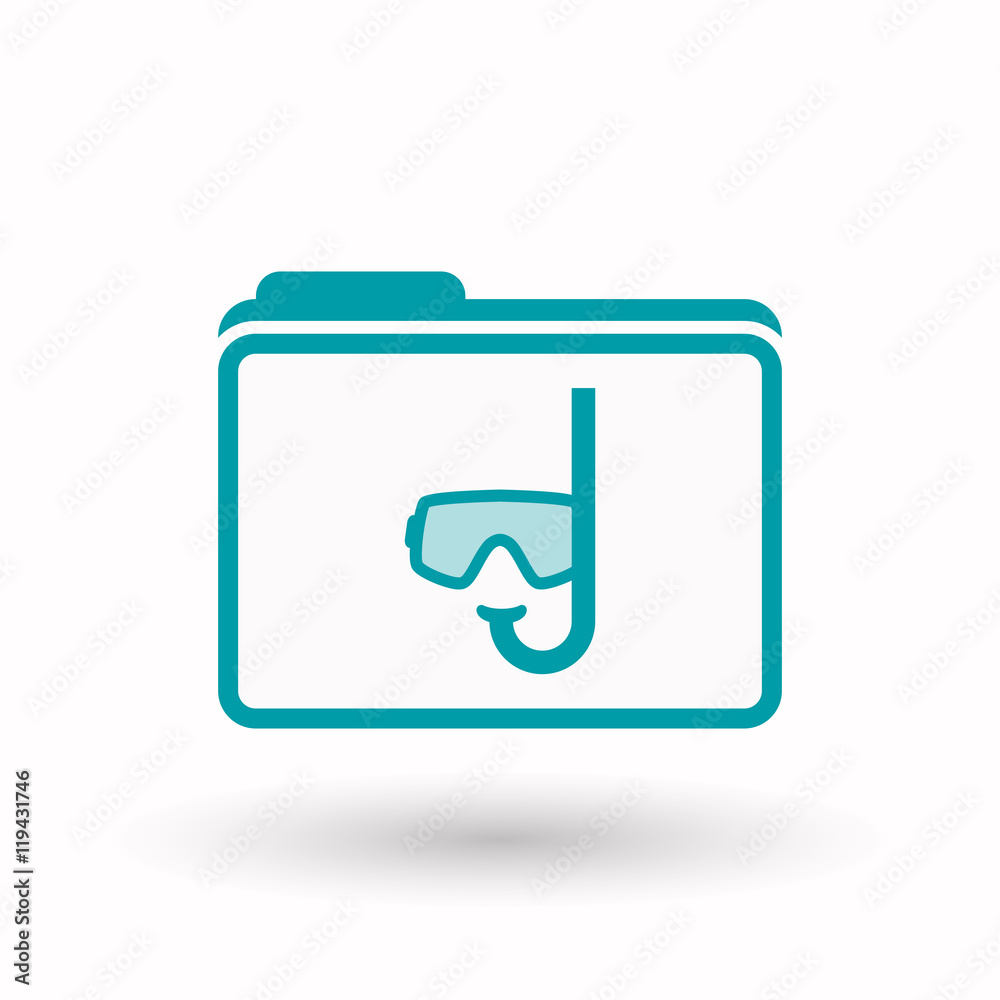 Isolated line art folder icon with a diving goggles Isolated line art folder icon with a diving goggles