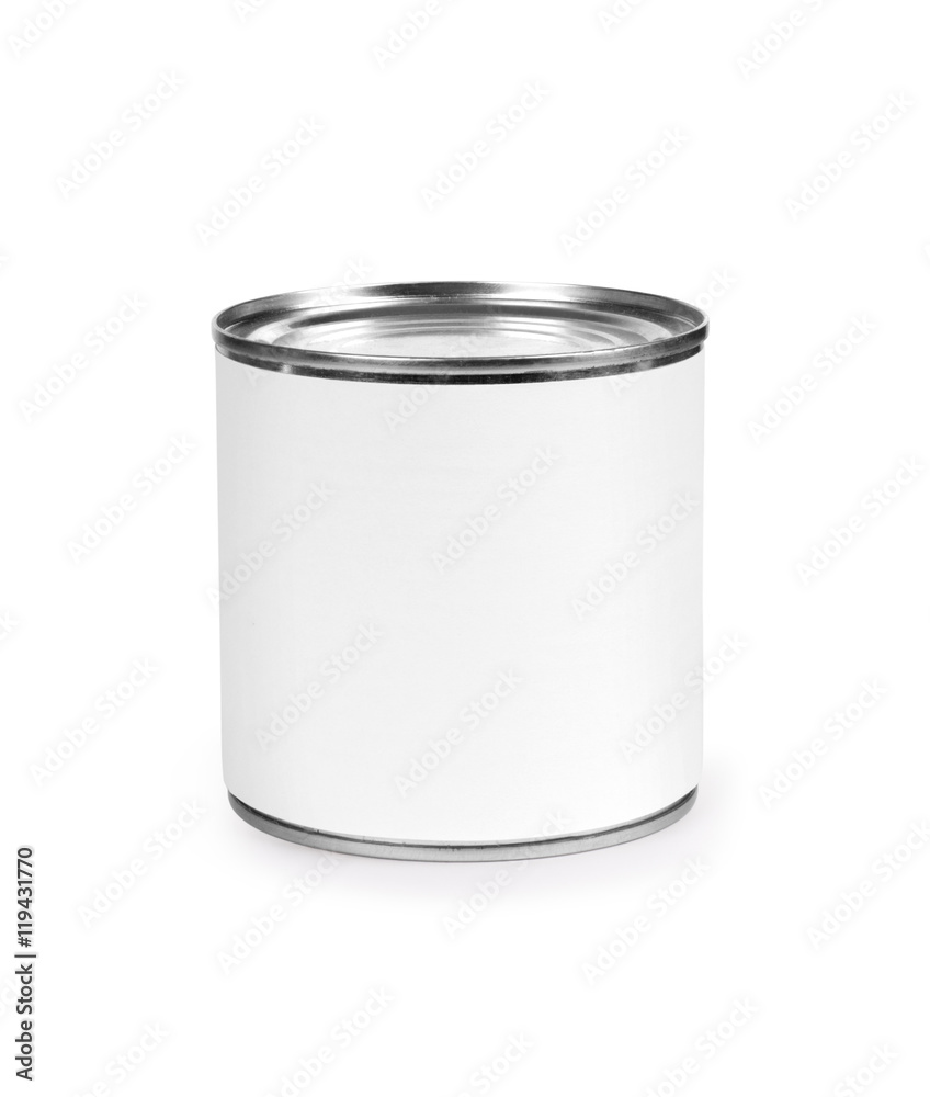 Metal can for preserved food on white background Metal can for preserved food on white background