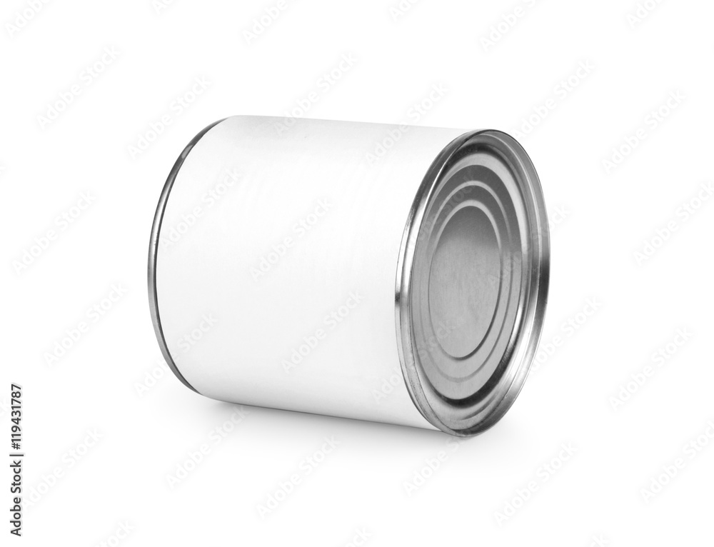 Metal can for preserved food on white background Metal can for preserved food on white background