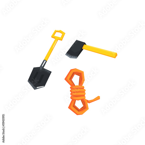 Shovel, Axe And Rope Camping Necessities Kit