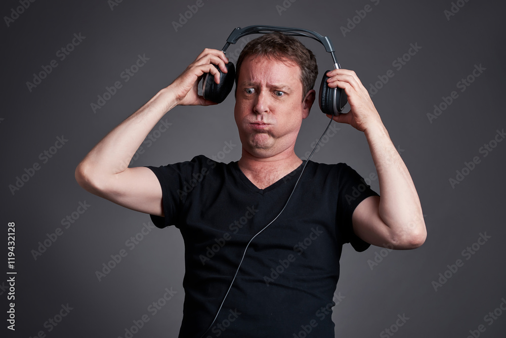 Man with a headphone Man with a headphone