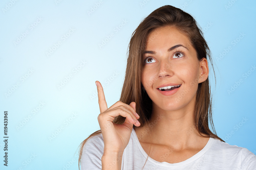 Portrait of a beautiful expressive young brunette with idea Portrait of a beautiful expressive young brunette with idea